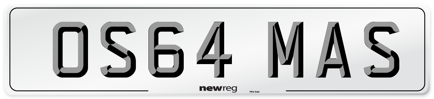 OS64 MAS Number Plate from New Reg